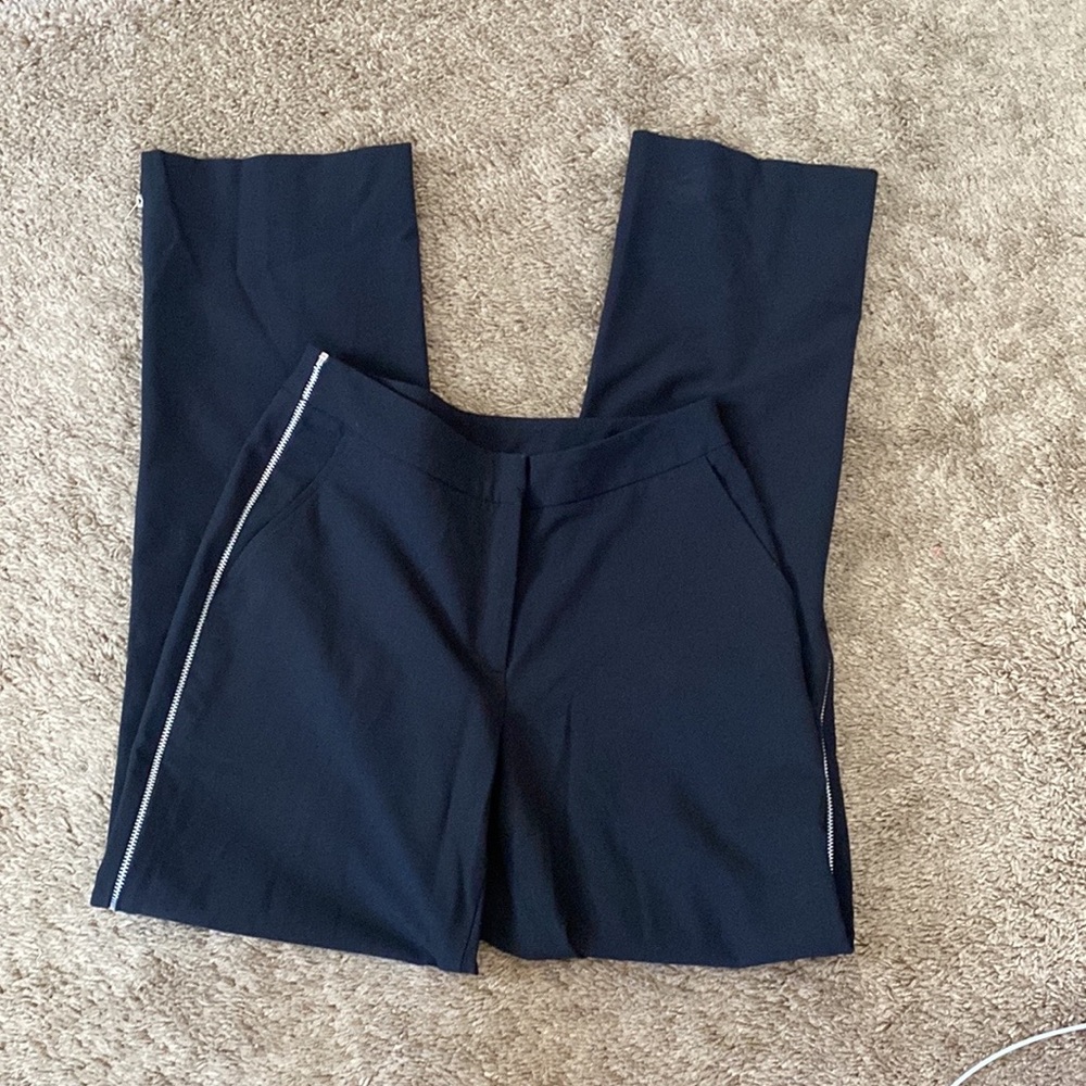 VTG 90’s Black Minimalist Zipper Tuxedo Trouser Pants Wide Leg